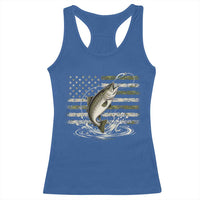 Camouflage American Flag Trout Fishing Racerback Tank Top Patriotic Saltwater Angler Gift Sea Fishing Lovers