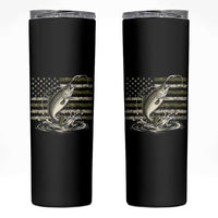 Camouflage American Flag Trout Fishing Skinny Tumbler Patriotic Saltwater Angler Gift Sea Fishing Lovers