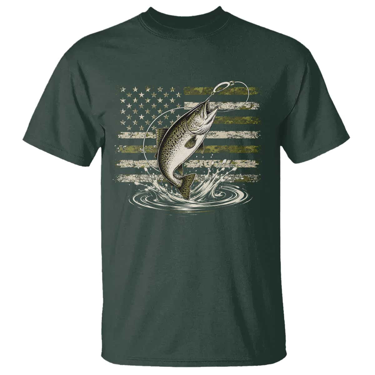 Camouflage American Flag Trout Fishing T Shirt Patriotic Saltwater Angler Gift Sea Fishing Lovers