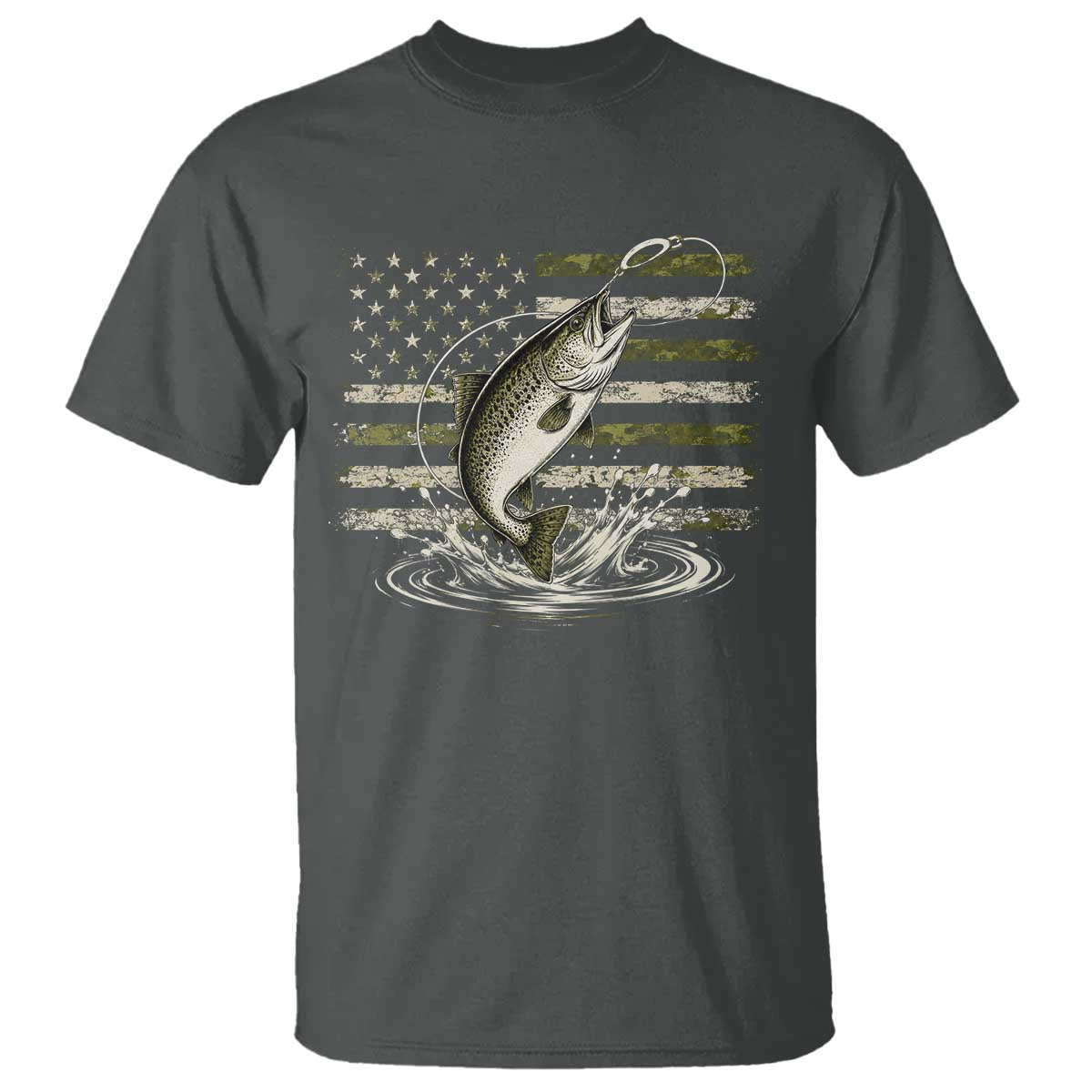 Camouflage American Flag Trout Fishing T Shirt Patriotic Saltwater Angler Gift Sea Fishing Lovers
