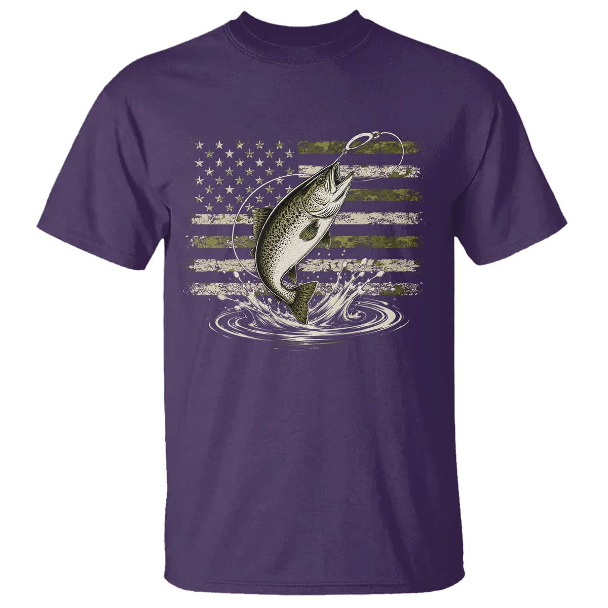 Camouflage American Flag Trout Fishing T Shirt Patriotic Saltwater Angler Gift Sea Fishing Lovers