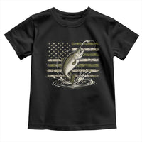 Camouflage American Flag Trout Fishing Toddler T Shirt Patriotic Saltwater Angler Gift Sea Fishing Lovers