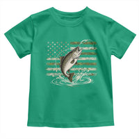 Camouflage American Flag Trout Fishing Toddler T Shirt Patriotic Saltwater Angler Gift Sea Fishing Lovers