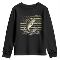Camouflage American Flag Trout Fishing Youth Sweatshirt Patriotic Saltwater Angler Gift Sea Fishing Lovers