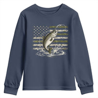 Camouflage American Flag Trout Fishing Youth Sweatshirt Patriotic Saltwater Angler Gift Sea Fishing Lovers