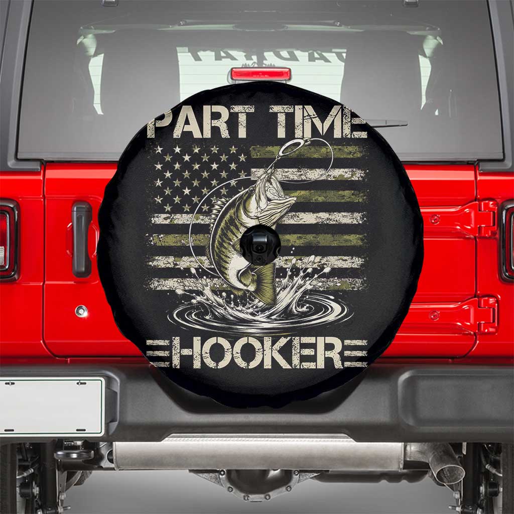 Part Time Hooker Spare Tire Cover Retro Funny Fishing Camouflage Camo US Flag