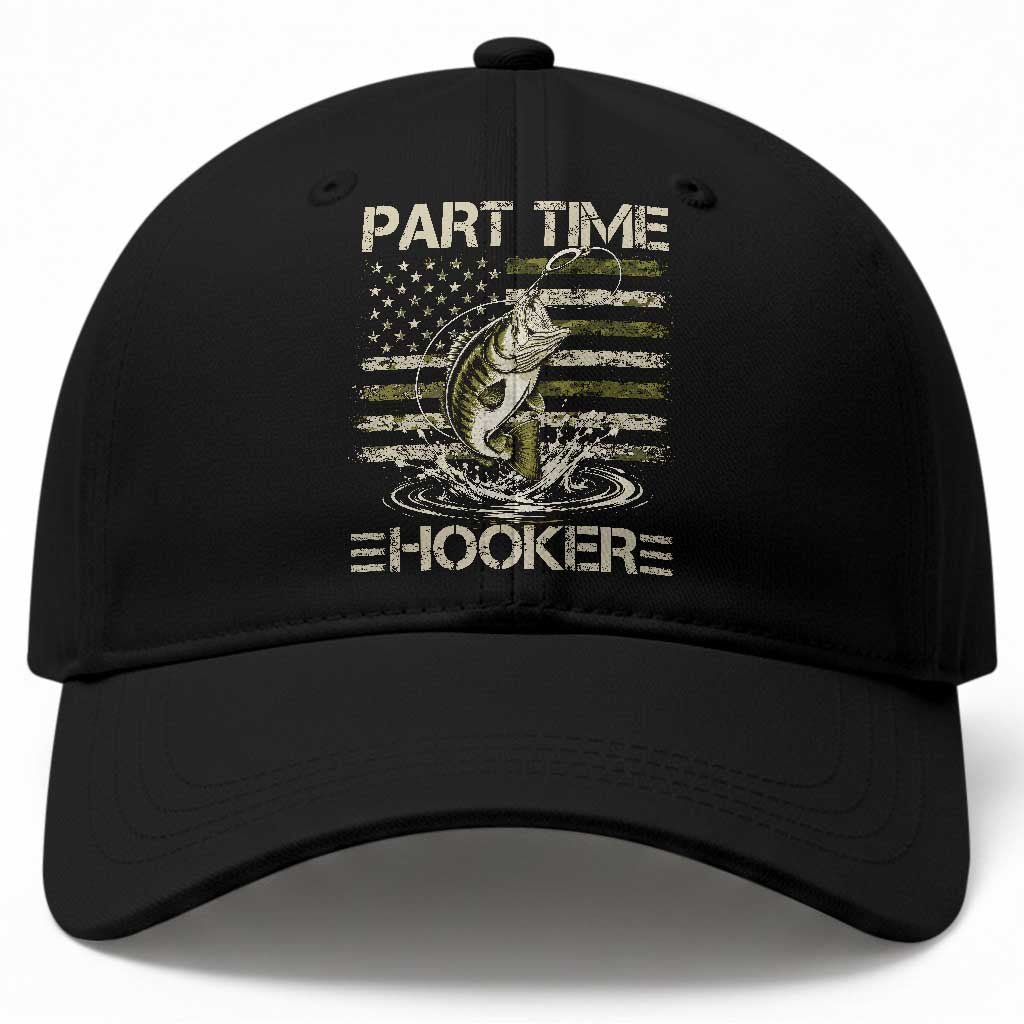 Part Time Hooker Baseball Cap Retro Funny Fishing Camouflage Camo US Flag