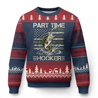 Part Time Hooker Ugly Christmas Sweater Retro Funny Fishing Camouflage Camo US Flag