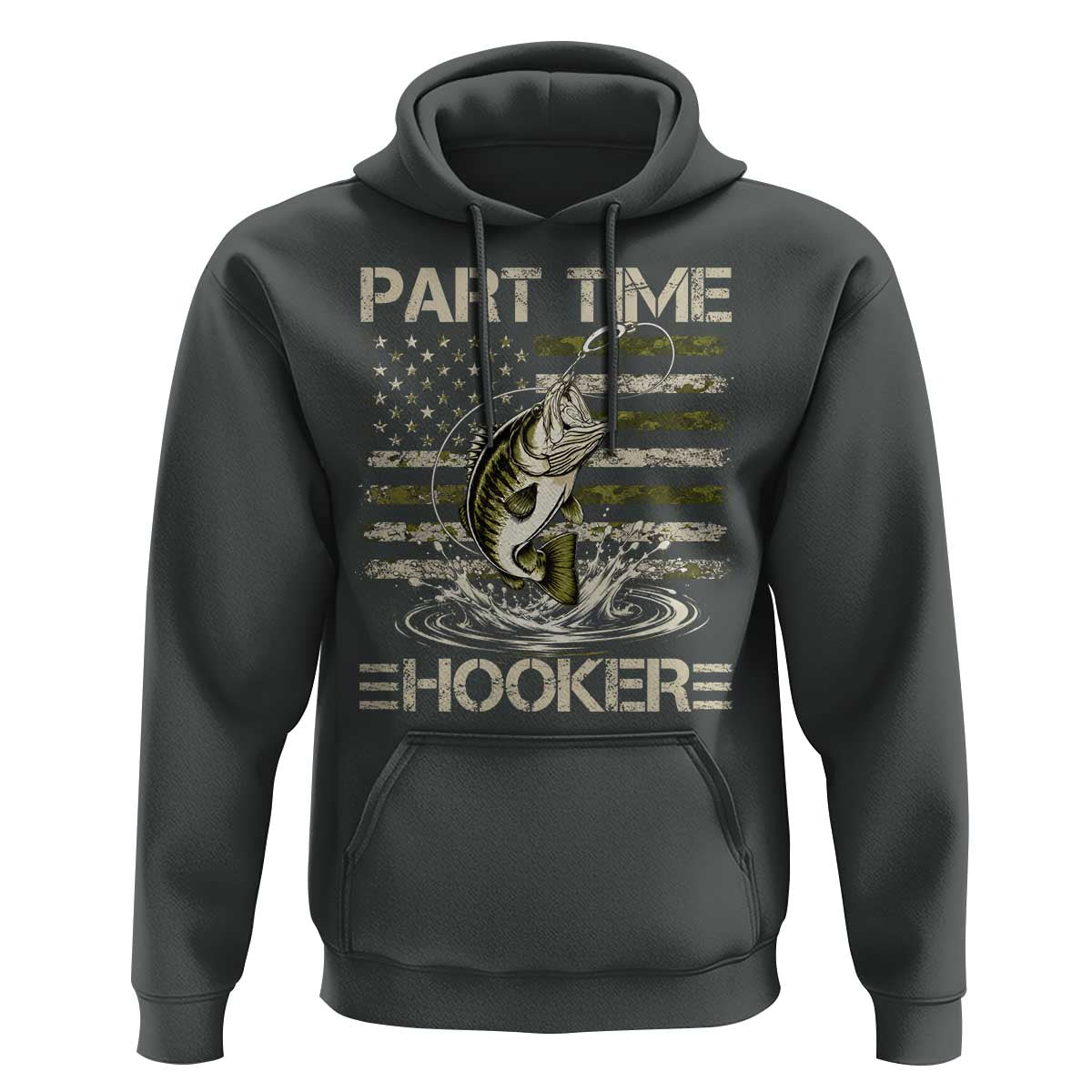 Part Time Hooker Hoodie Retro Funny Fishing Camouflage Camo US Flag