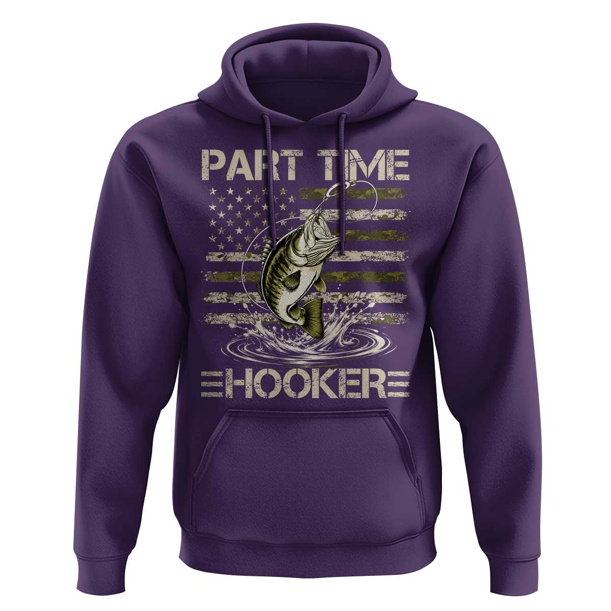 Part Time Hooker Hoodie Retro Funny Fishing Camouflage Camo US Flag