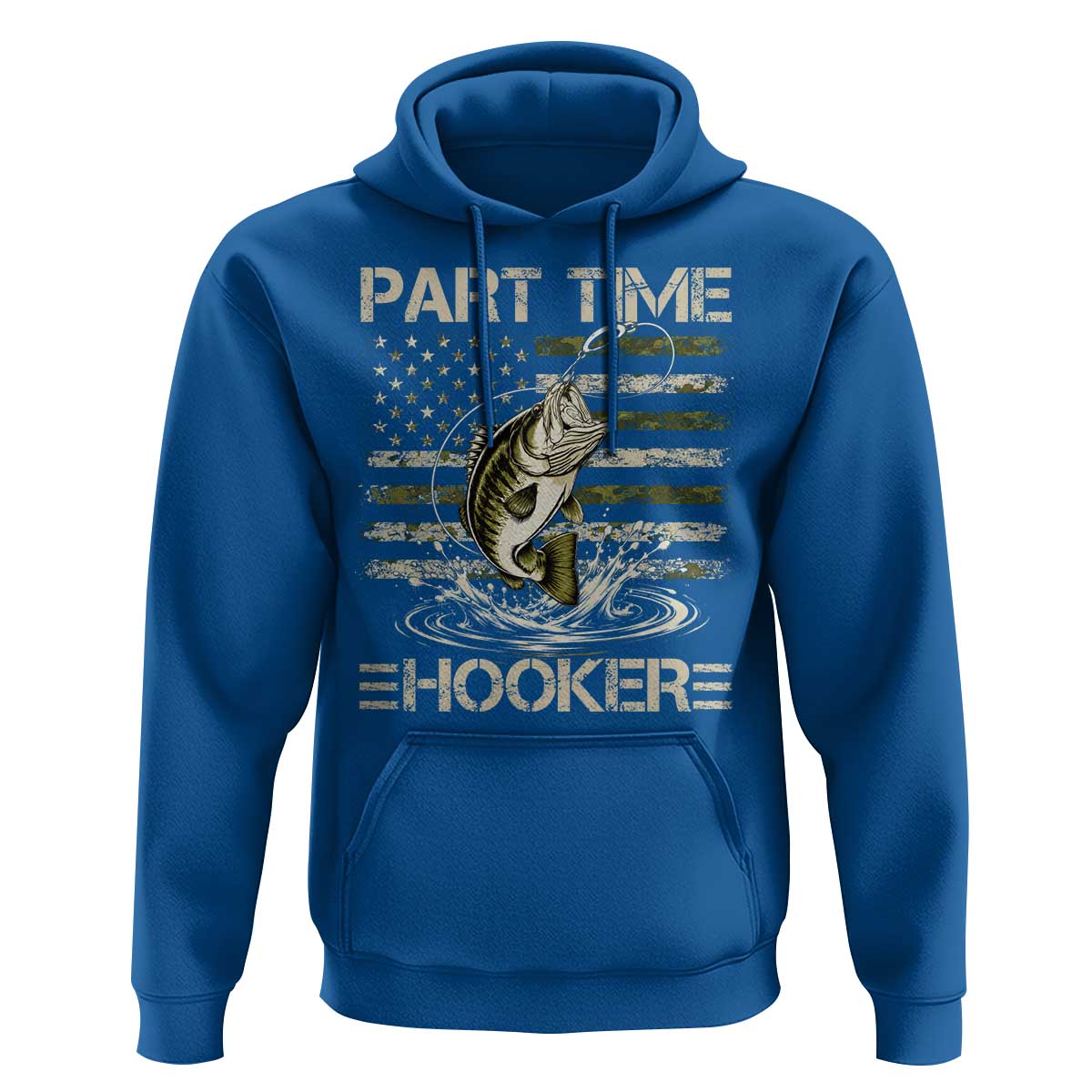 Part Time Hooker Hoodie Retro Funny Fishing Camouflage Camo US Flag
