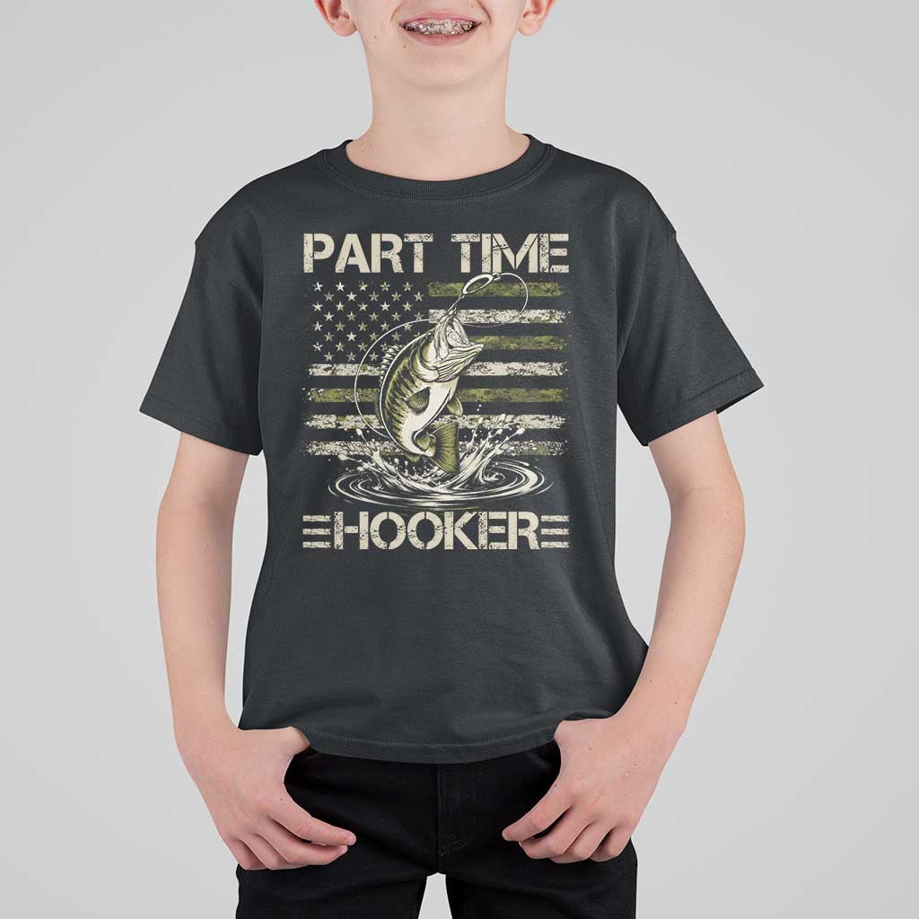 Part Time Hooker T Shirt For Kid Retro Funny Fishing Camouflage Camo US Flag