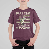 Part Time Hooker T Shirt For Kid Retro Funny Fishing Camouflage Camo US Flag