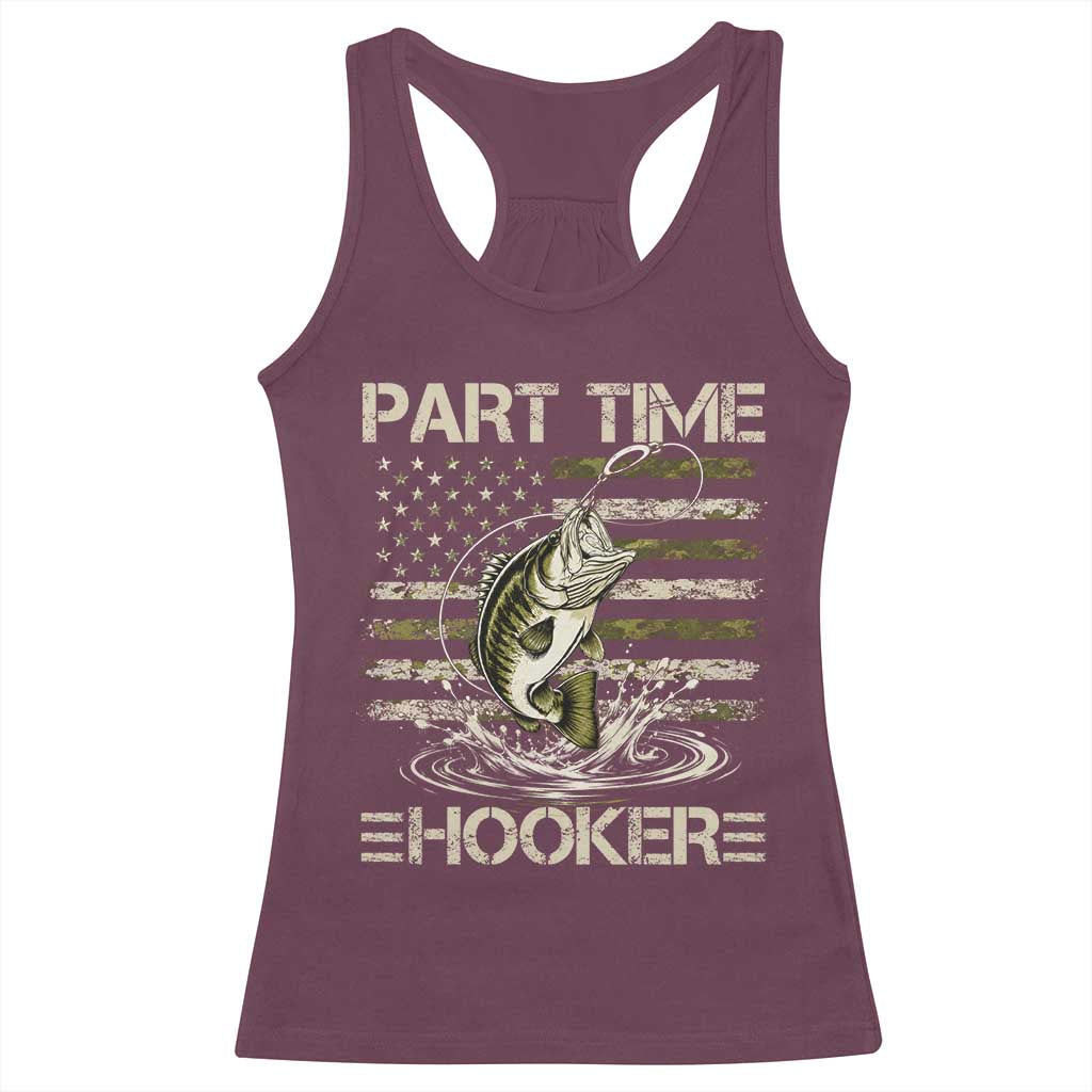 Part Time Hooker Racerback Tank Top Retro Funny Fishing Camouflage Camo US Flag