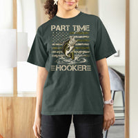 Part Time Hooker T Shirt For Women Retro Funny Fishing Camouflage Camo US Flag