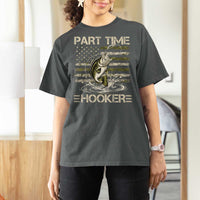 Part Time Hooker T Shirt For Women Retro Funny Fishing Camouflage Camo US Flag