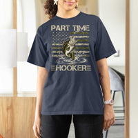 Part Time Hooker T Shirt For Women Retro Funny Fishing Camouflage Camo US Flag