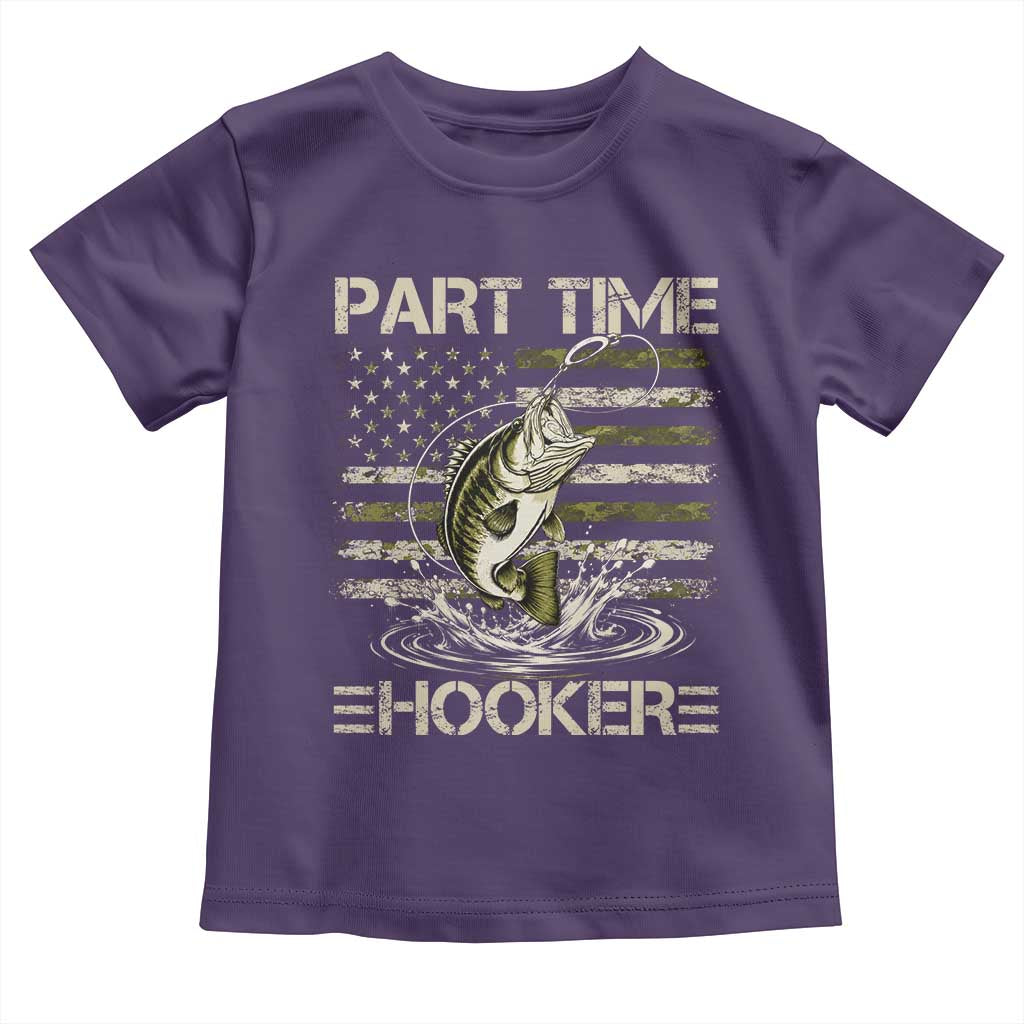 Part Time Hooker Toddler T Shirt Retro Funny Fishing Camouflage Camo US Flag