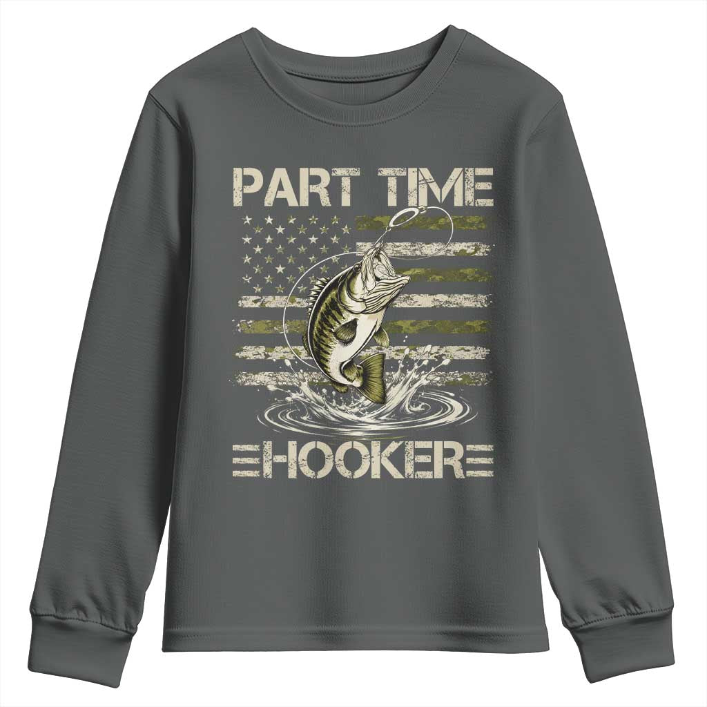 Part Time Hooker Youth Sweatshirt Retro Funny Fishing Camouflage Camo US Flag