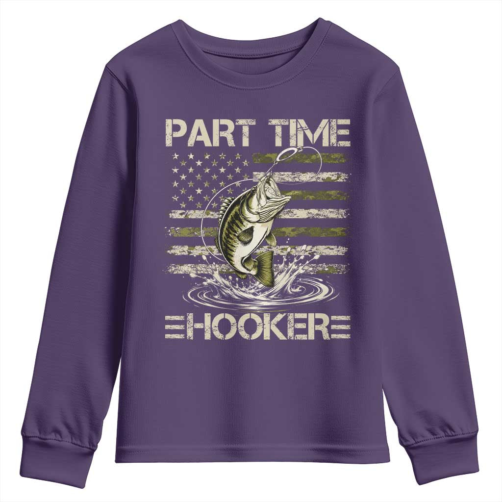 Part Time Hooker Youth Sweatshirt Retro Funny Fishing Camouflage Camo US Flag