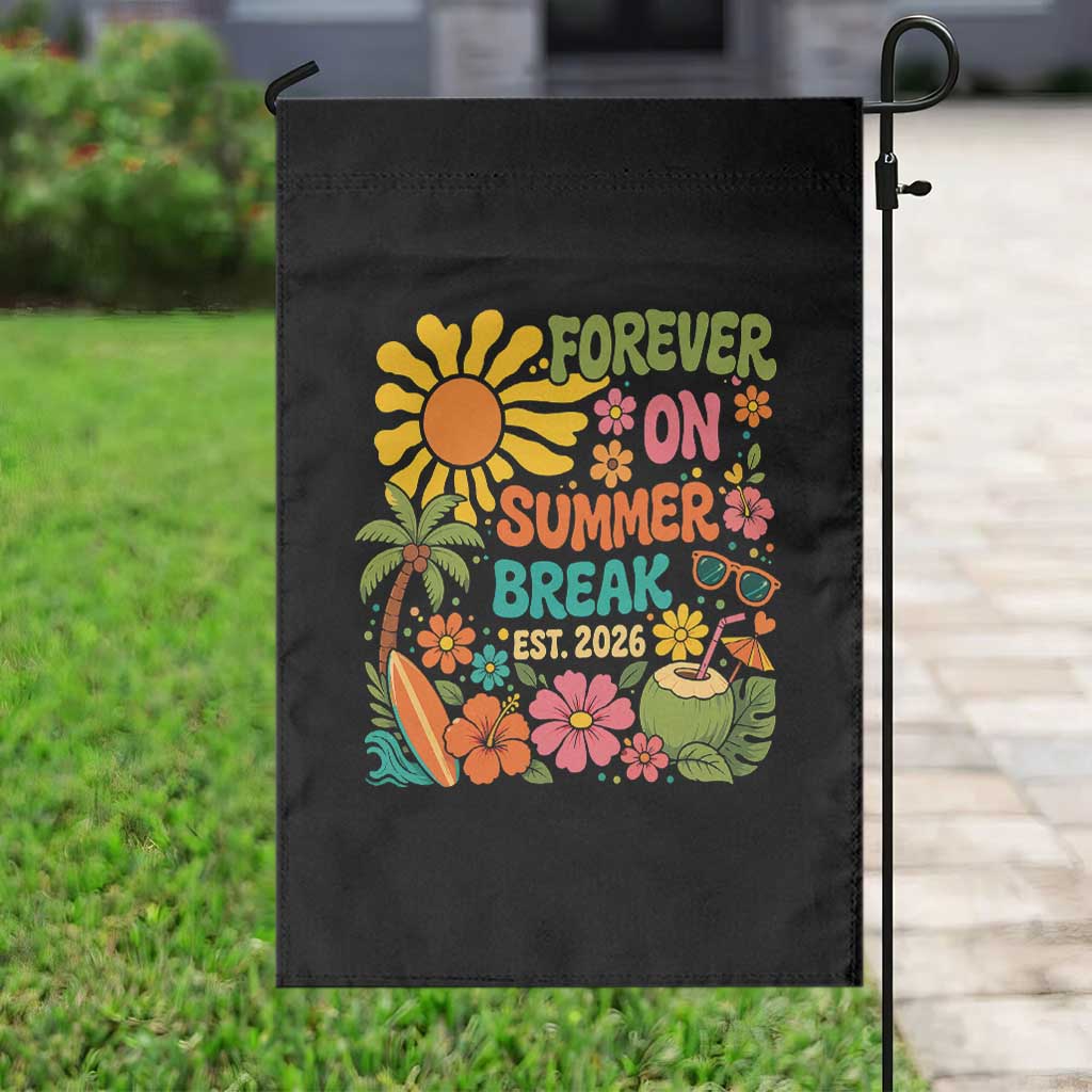 Retired Teacher Gift Garden Flag Forever On Summer Break Retirement 2026 Vintage Flower Graphic