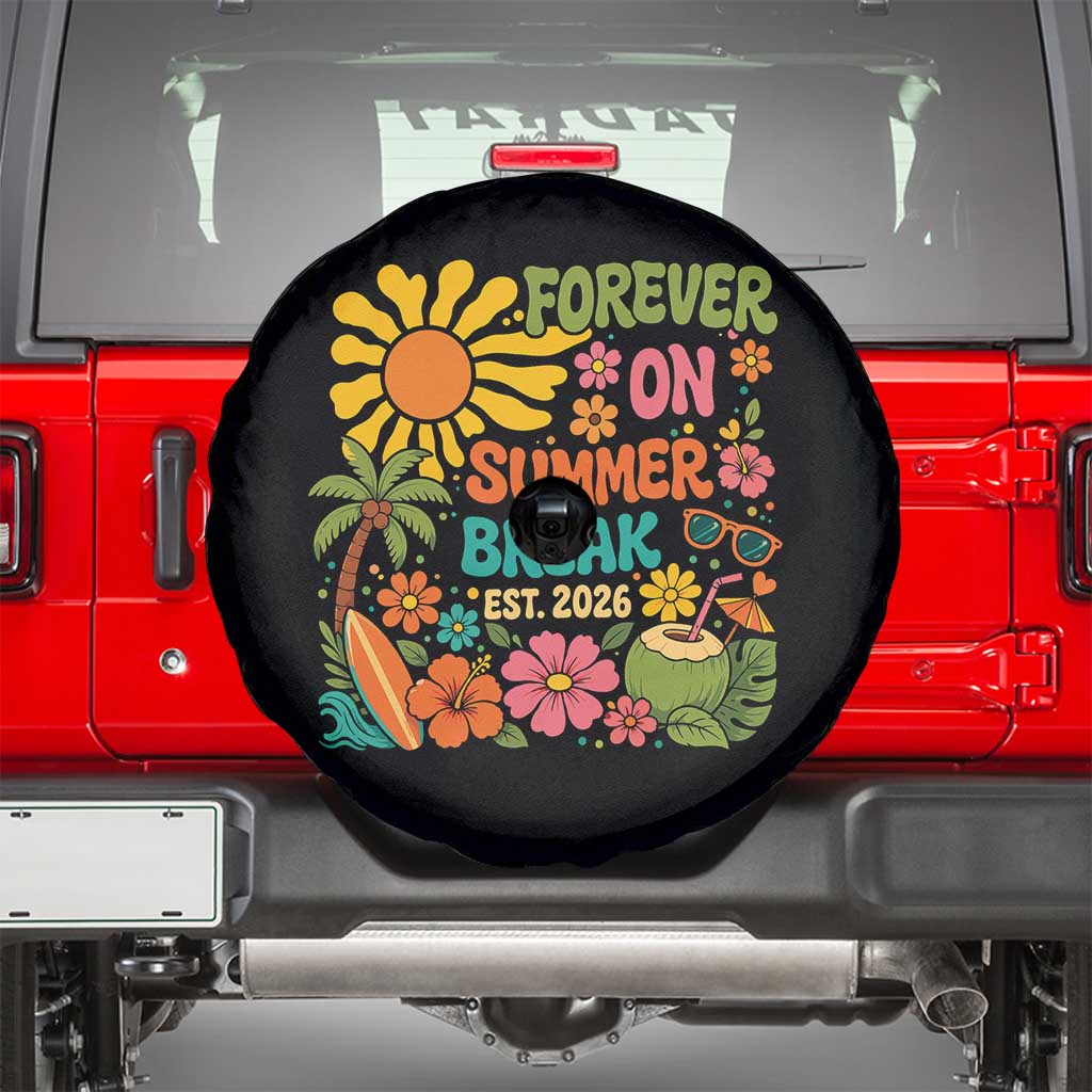 Retired Teacher Gift Spare Tire Cover Forever On Summer Break Retirement 2026 Vintage Flower Graphic