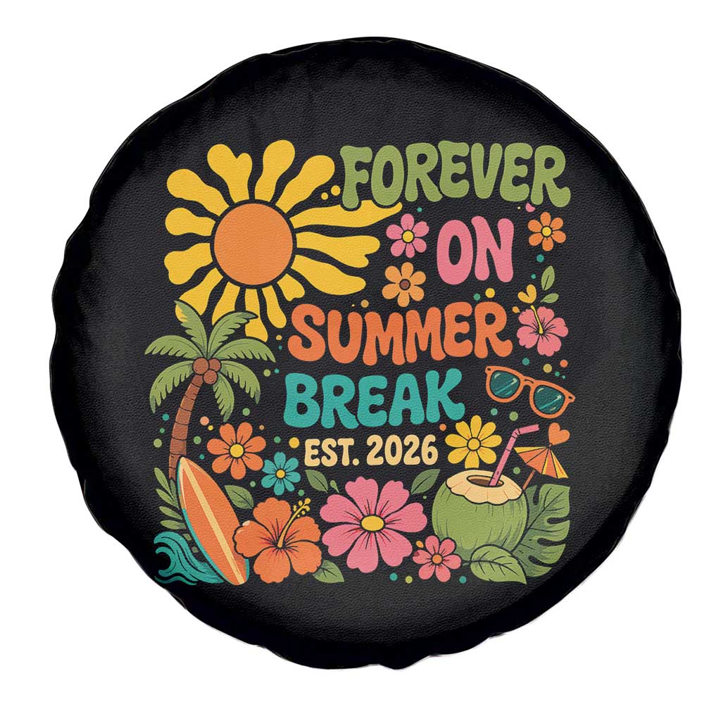 Retired Teacher Gift Spare Tire Cover Forever On Summer Break Retirement 2026 Vintage Flower Graphic