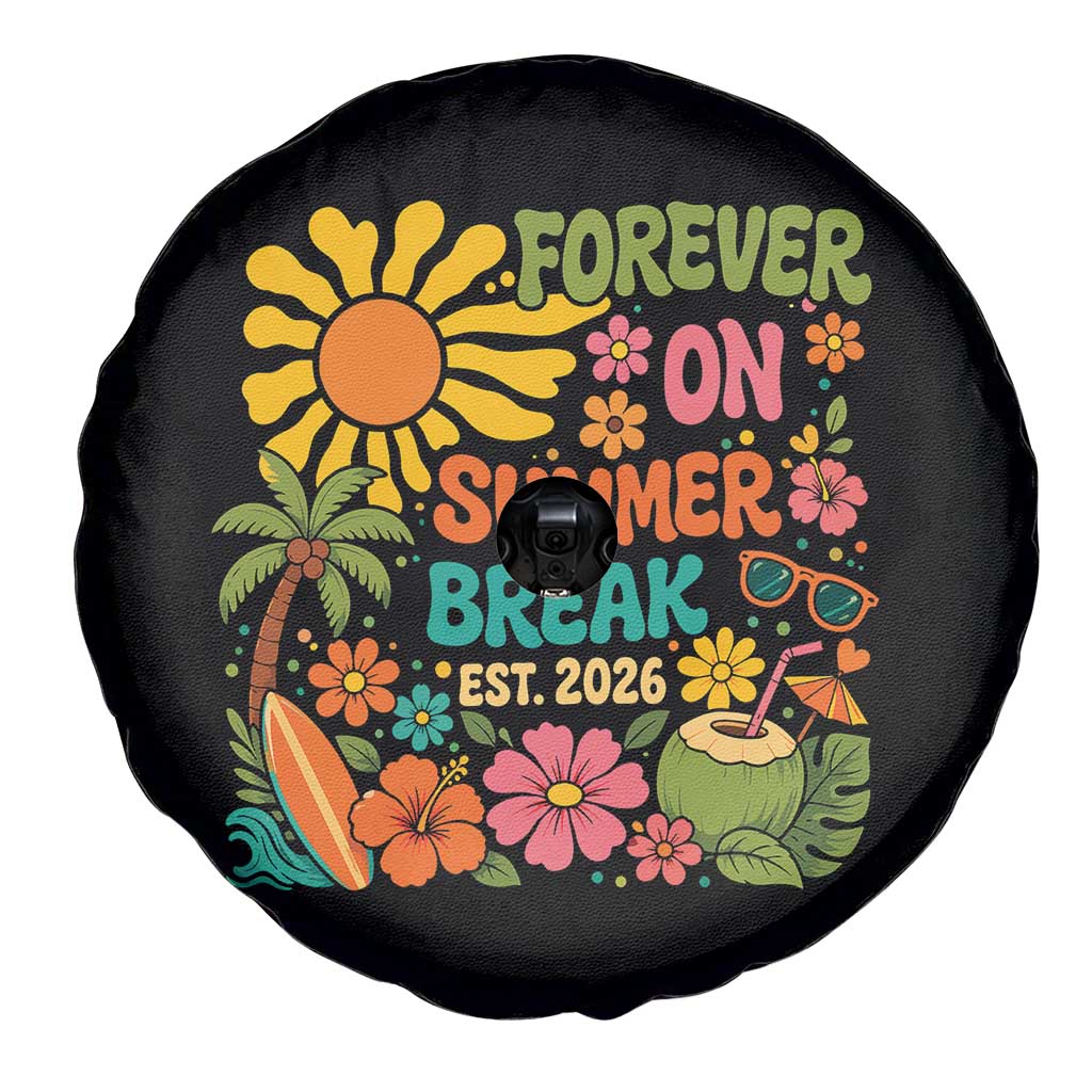 Retired Teacher Gift Spare Tire Cover Forever On Summer Break Retirement 2026 Vintage Flower Graphic
