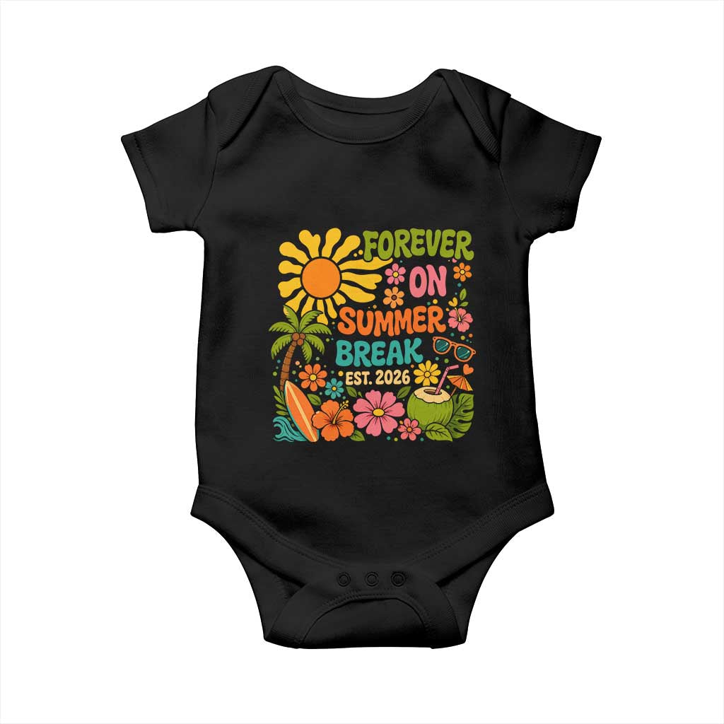 Retired Teacher Gift Baby Onesie Forever On Summer Break Retirement 2026 Vintage Flower Graphic