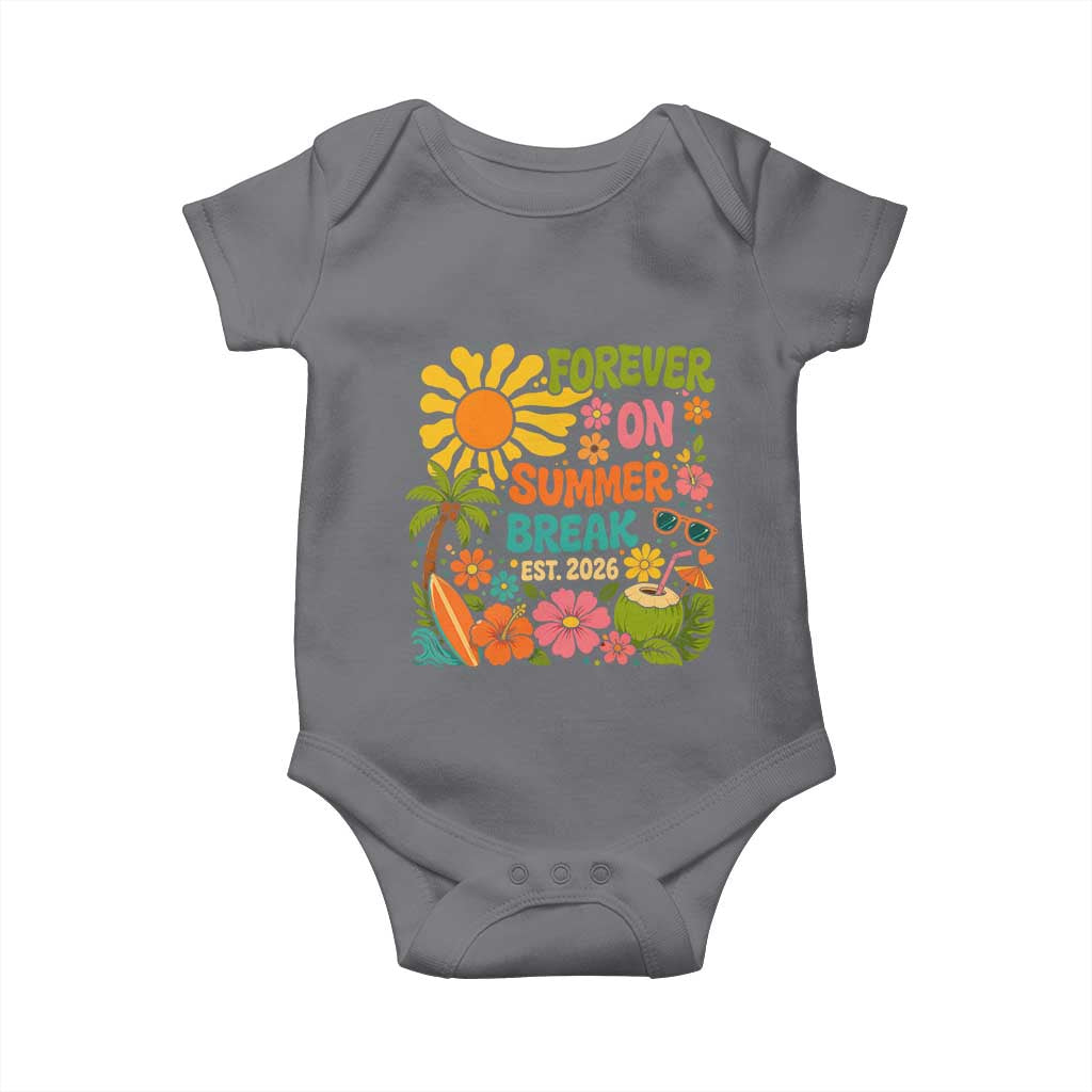 Retired Teacher Gift Baby Onesie Forever On Summer Break Retirement 2026 Vintage Flower Graphic
