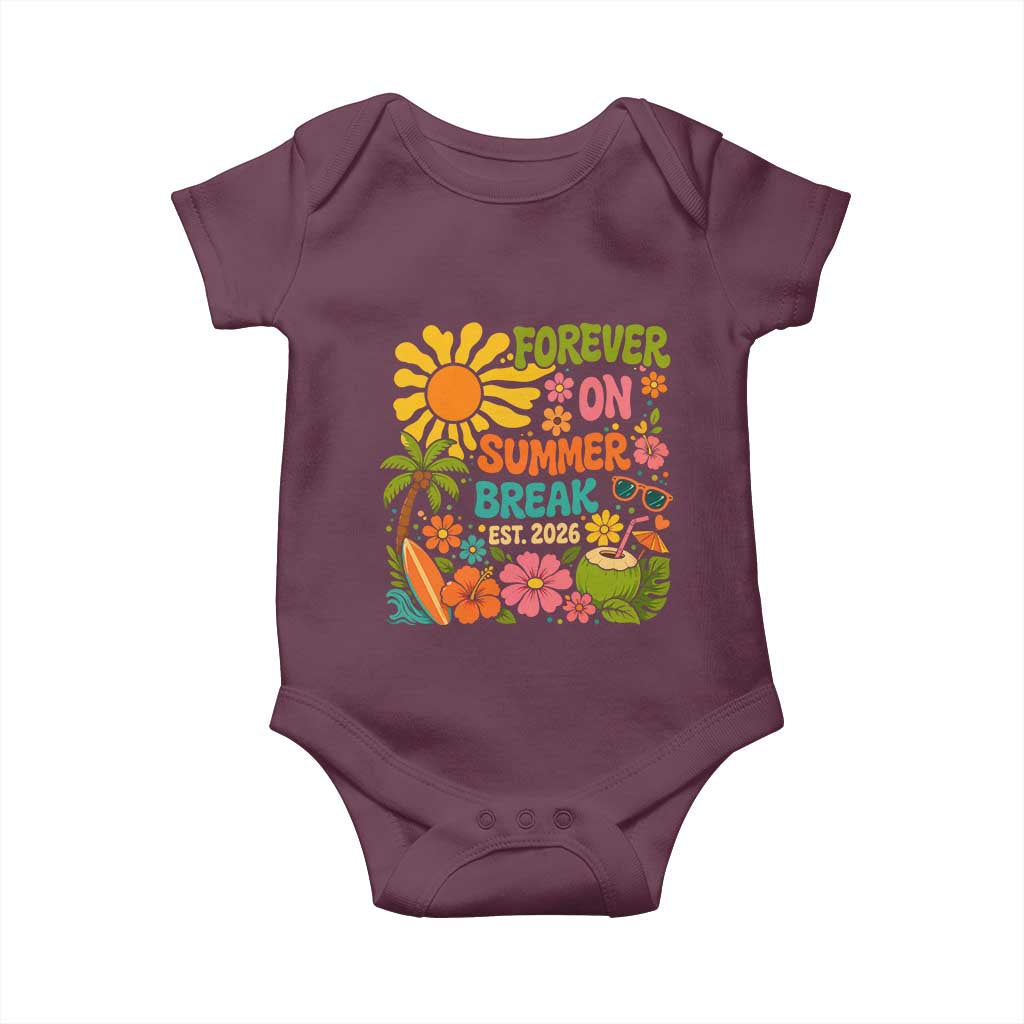 Retired Teacher Gift Baby Onesie Forever On Summer Break Retirement 2026 Vintage Flower Graphic