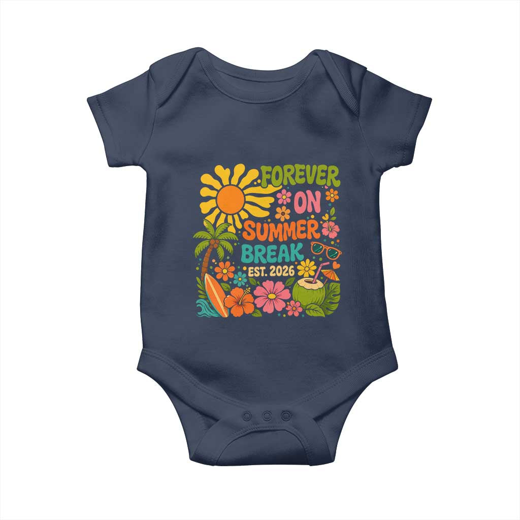 Retired Teacher Gift Baby Onesie Forever On Summer Break Retirement 2026 Vintage Flower Graphic