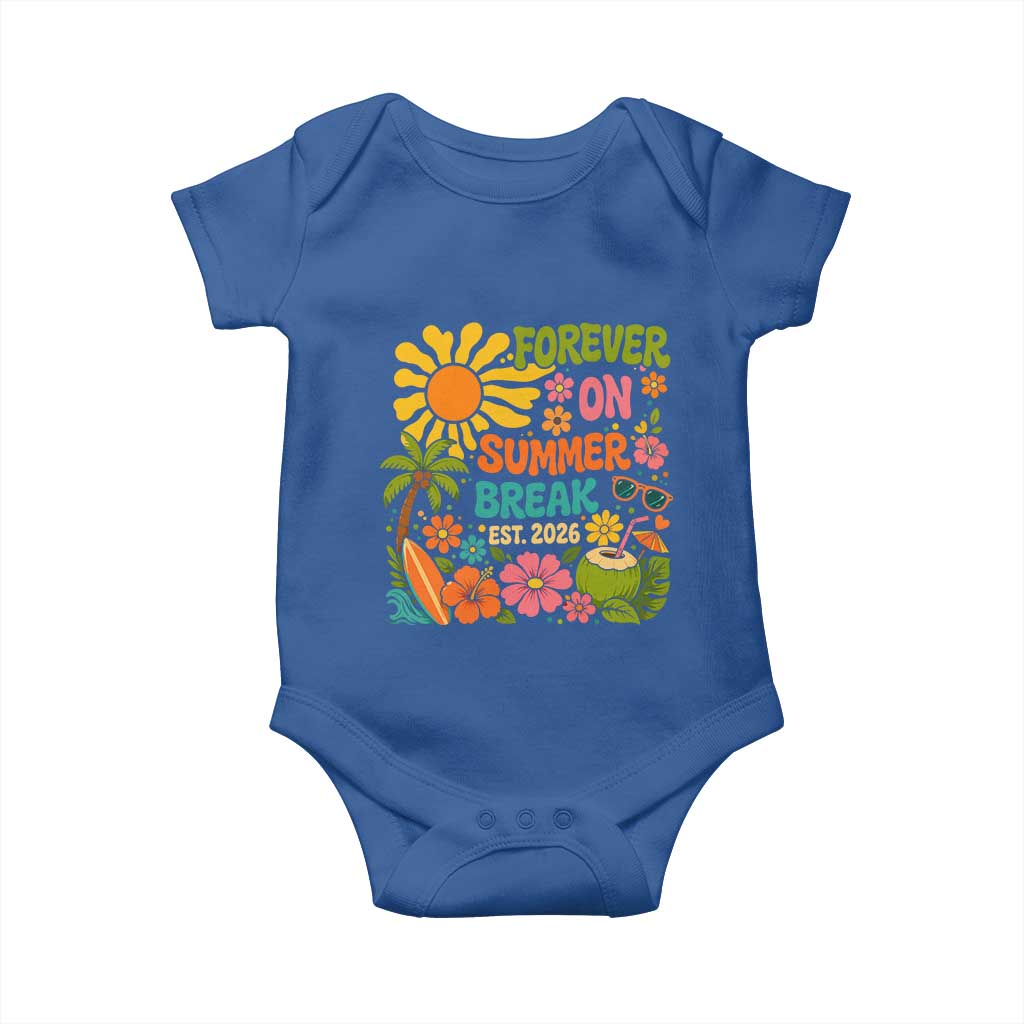 Retired Teacher Gift Baby Onesie Forever On Summer Break Retirement 2026 Vintage Flower Graphic