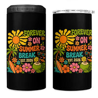 Retired Teacher Gift 4 in 1 Can Cooler Tumbler Forever On Summer Break Retirement 2026 Vintage Flower Graphic