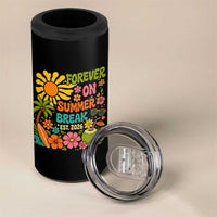 Retired Teacher Gift 4 in 1 Can Cooler Tumbler Forever On Summer Break Retirement 2026 Vintage Flower Graphic