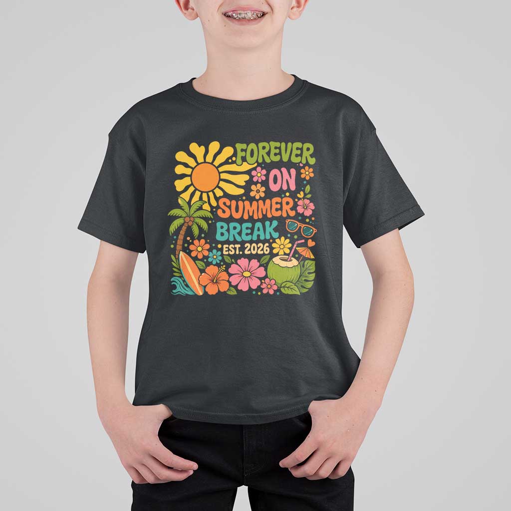 Retired Teacher Gift T Shirt For Kid Forever On Summer Break Retirement 2026 Vintage Flower Graphic