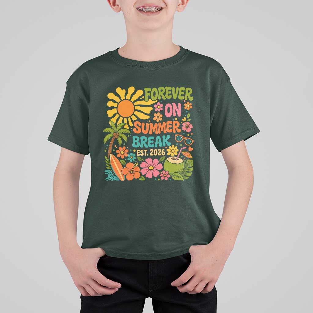 Retired Teacher Gift T Shirt For Kid Forever On Summer Break Retirement 2026 Vintage Flower Graphic