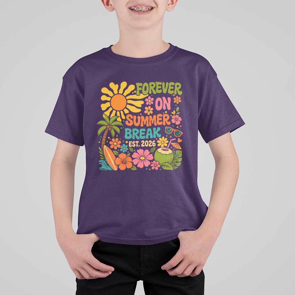 Retired Teacher Gift T Shirt For Kid Forever On Summer Break Retirement 2026 Vintage Flower Graphic