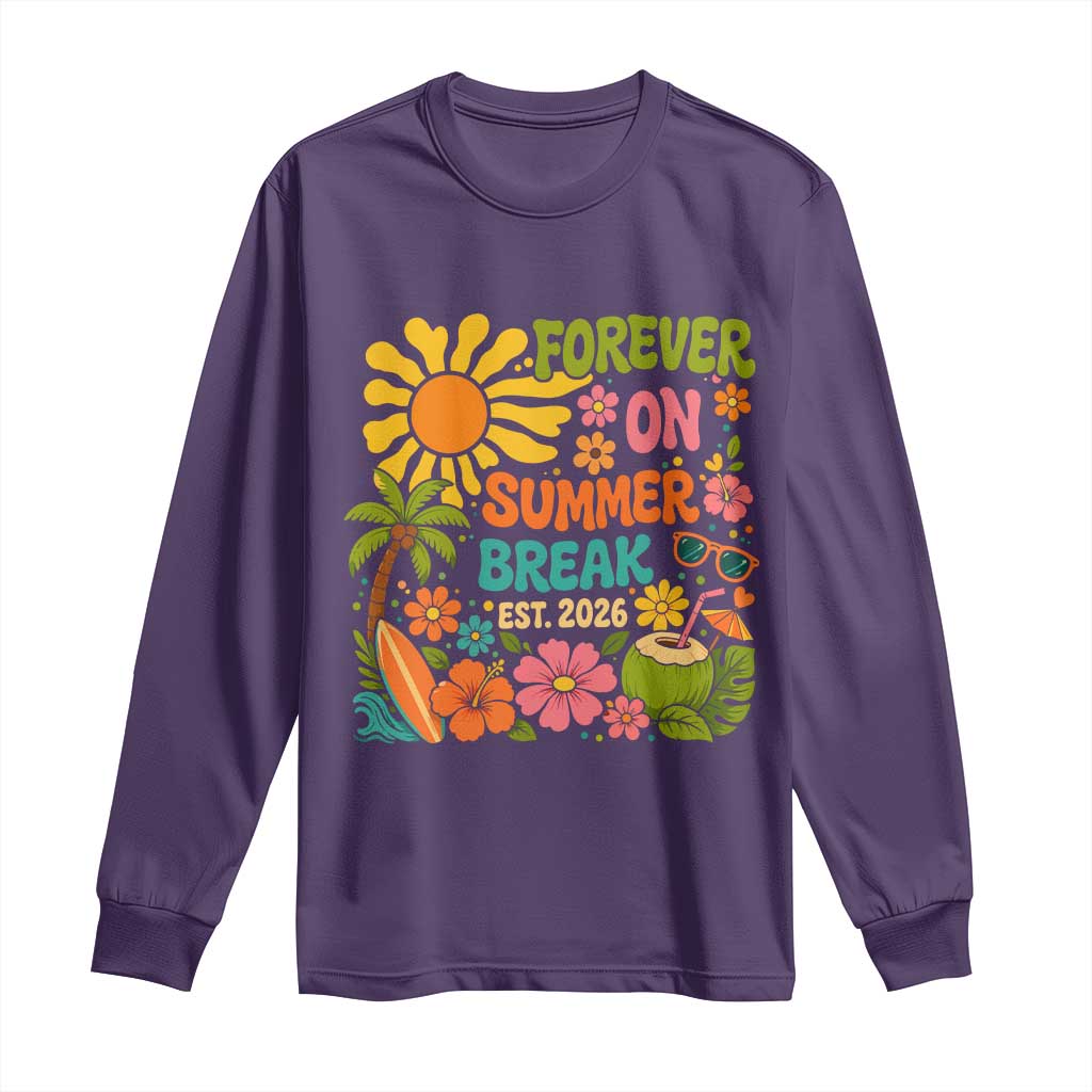 Retired Teacher Gift Long Sleeve Shirt Forever On Summer Break Retirement 2026 Vintage Flower Graphic