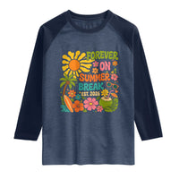 Retired Teacher Gift Raglan Shirt Forever On Summer Break Retirement 2026 Vintage Flower Graphic
