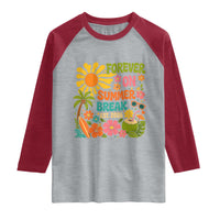 Retired Teacher Gift Raglan Shirt Forever On Summer Break Retirement 2026 Vintage Flower Graphic