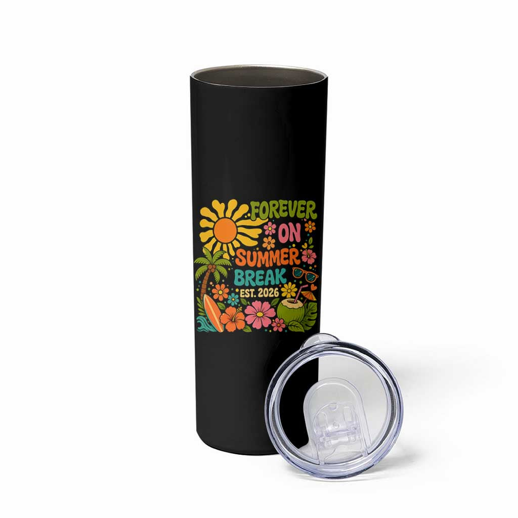 Retired Teacher Gift Skinny Tumbler Forever On Summer Break Retirement 2026 Vintage Flower Graphic