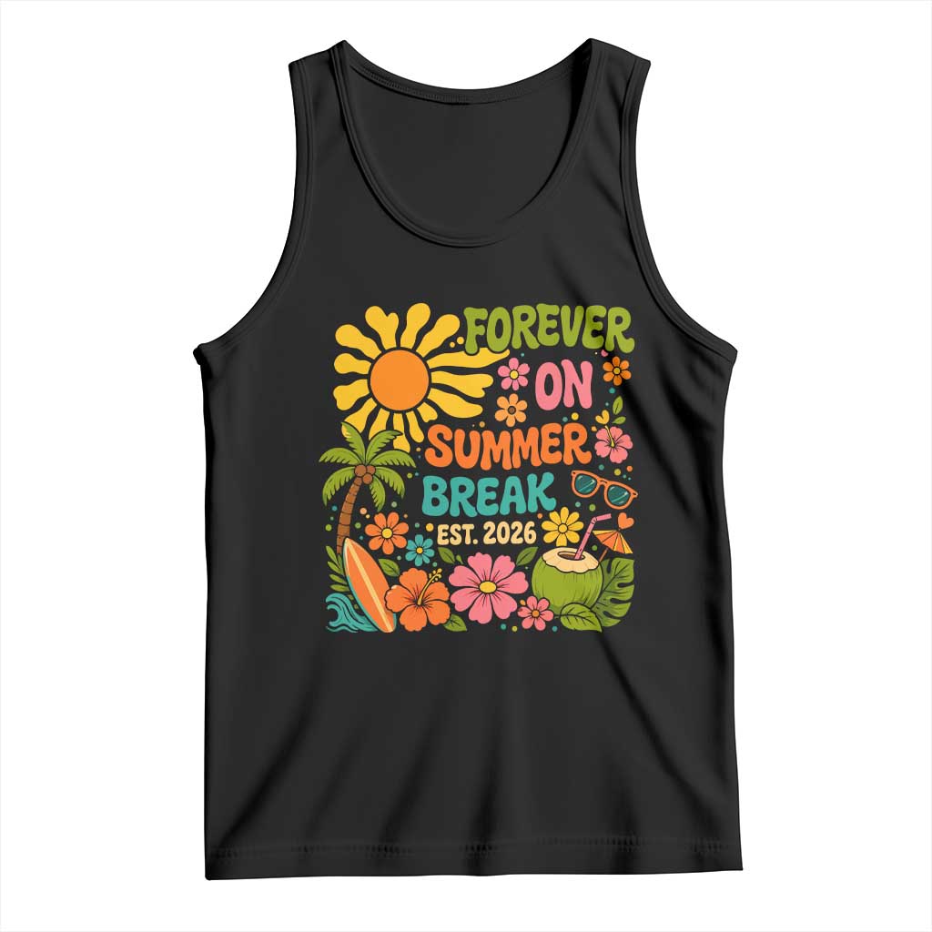 Retired Teacher Gift Tank Top Forever On Summer Break Retirement 2026 Vintage Flower Graphic