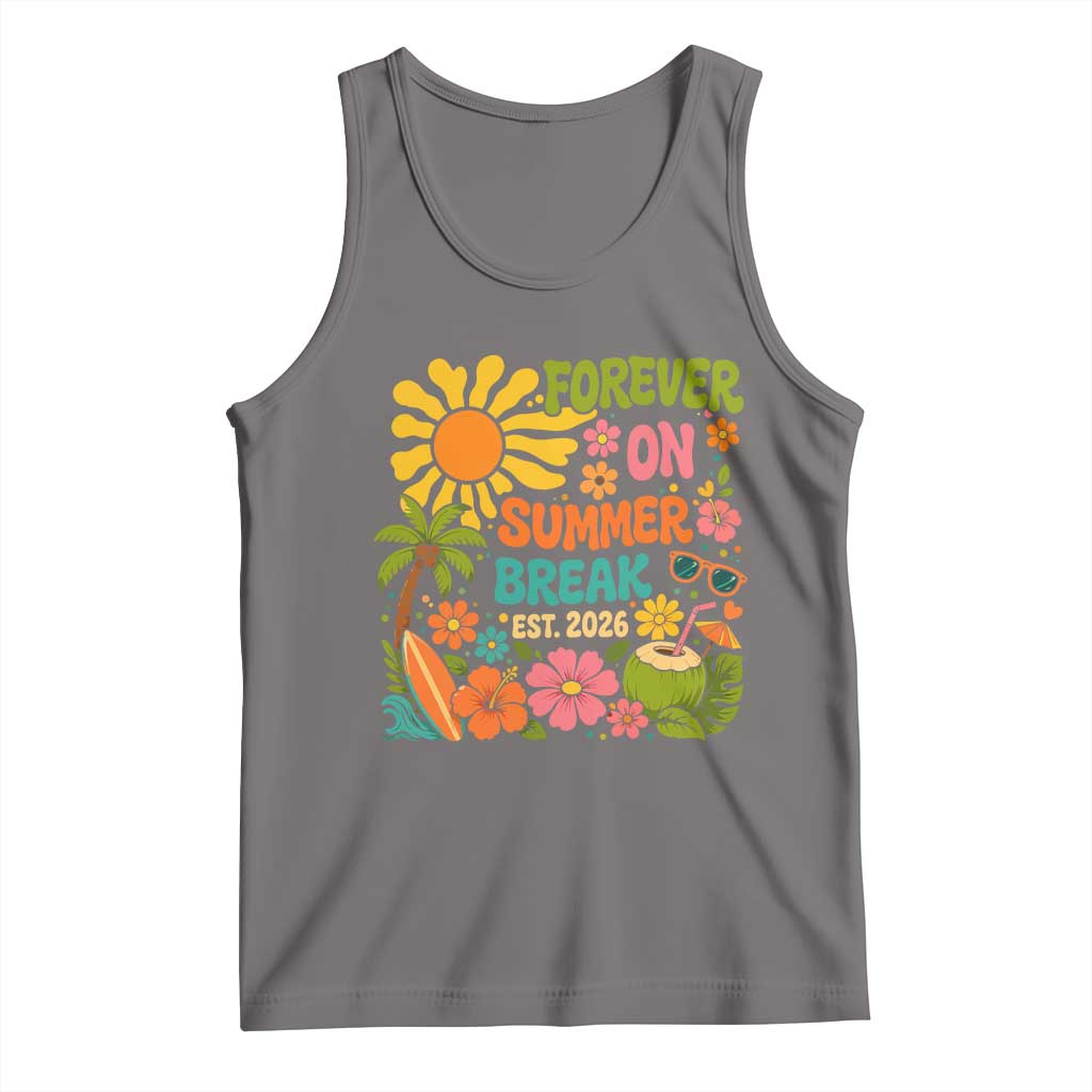 Retired Teacher Gift Tank Top Forever On Summer Break Retirement 2026 Vintage Flower Graphic