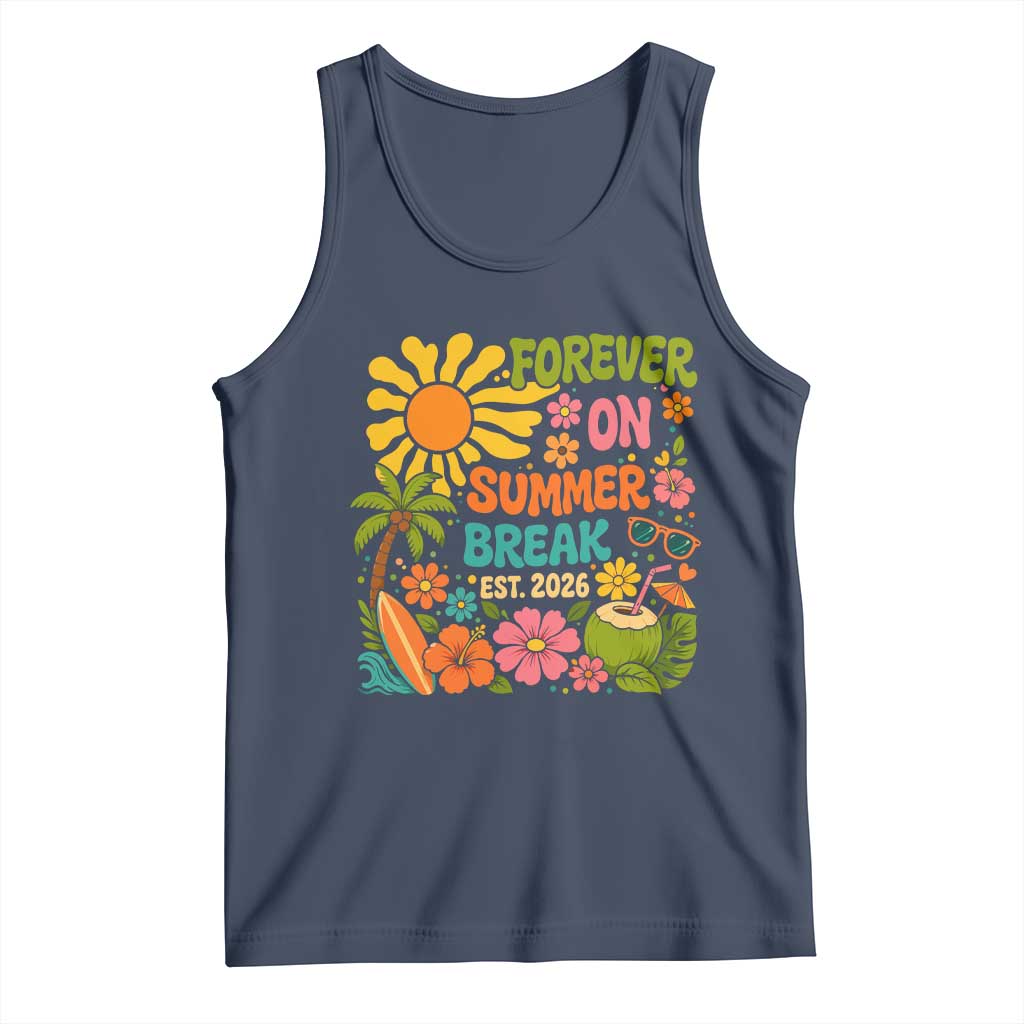 Retired Teacher Gift Tank Top Forever On Summer Break Retirement 2026 Vintage Flower Graphic