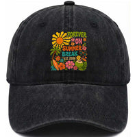 Retired Teacher Gift Washed Cotton Baseball Cap Forever On Summer Break Retirement 2026 Vintage Flower Graphic