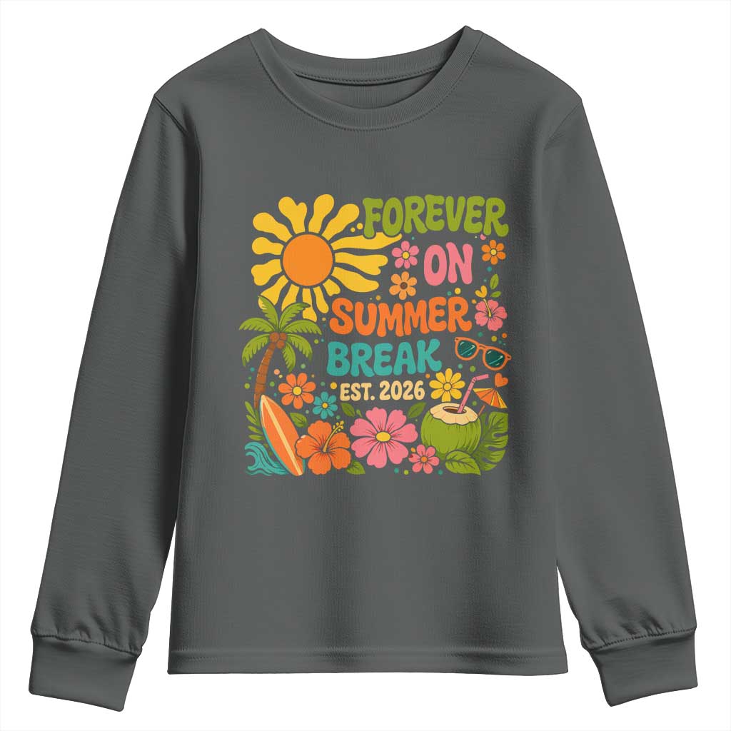 Retired Teacher Gift Youth Sweatshirt Forever On Summer Break Retirement 2026 Vintage Flower Graphic