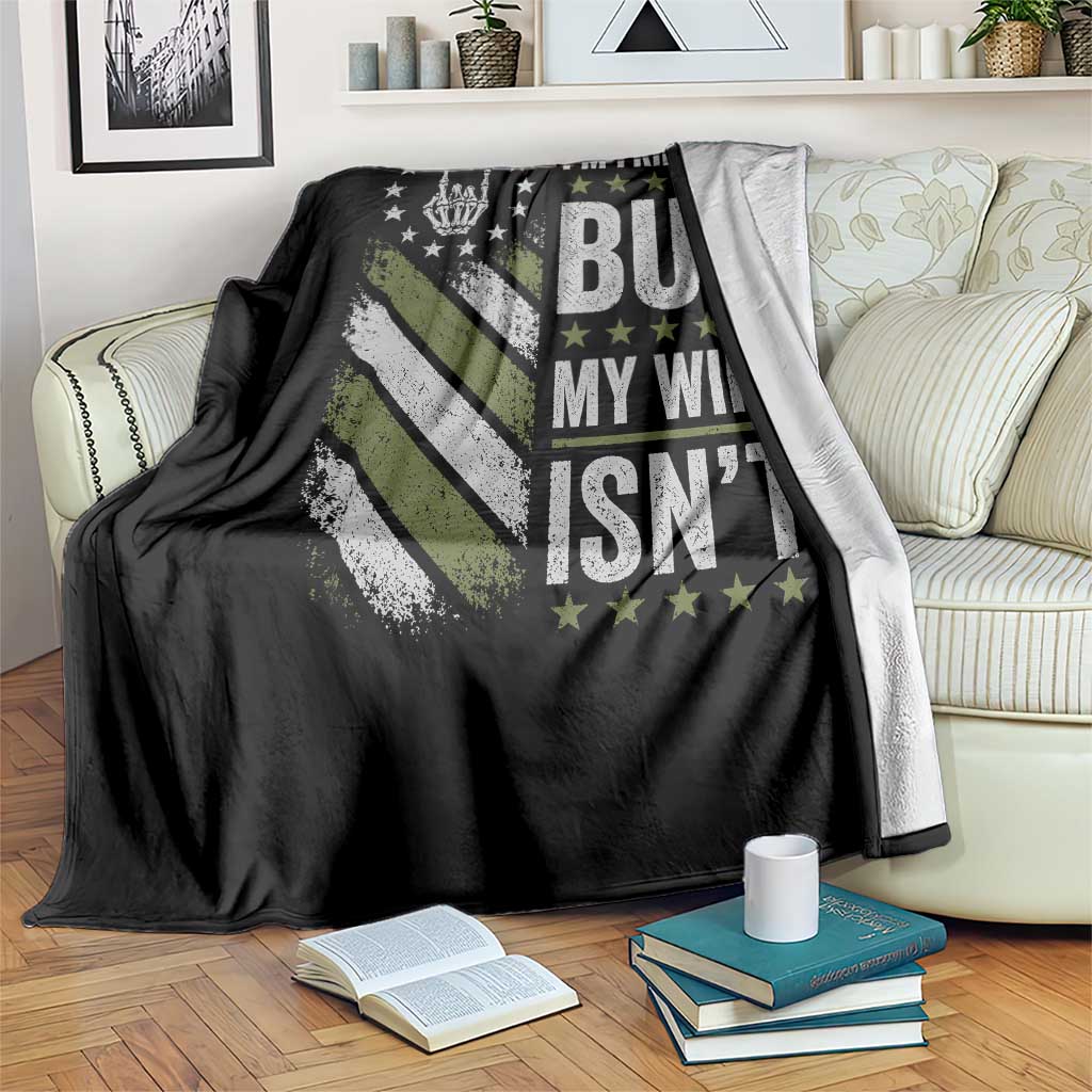 Im Friendly But My Wife Isnt Funny Husband Throw Blanket Vintage American Flag