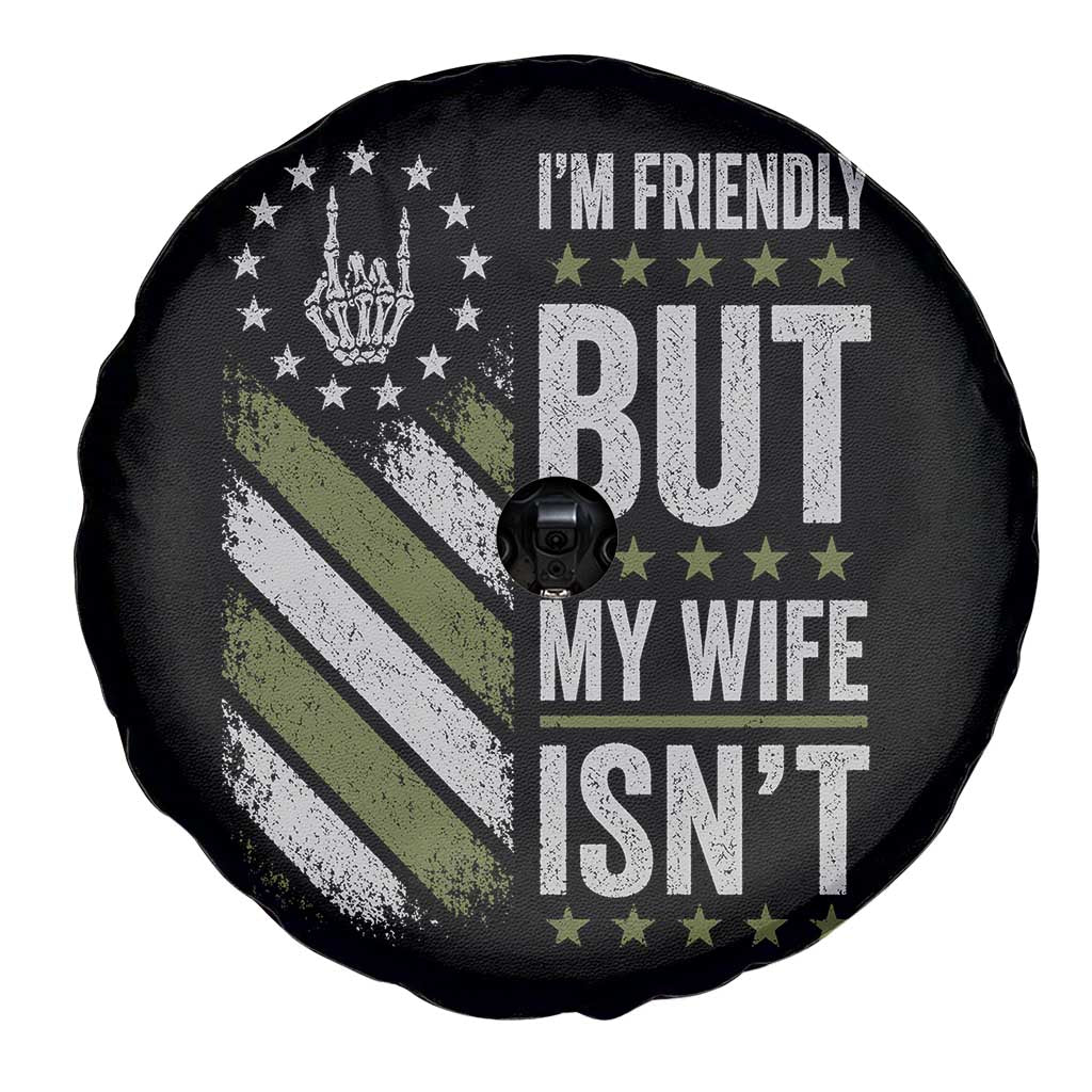 Im Friendly But My Wife Isnt Funny Husband Spare Tire Cover Vintage American Flag