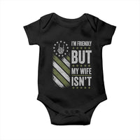Im Friendly But My Wife Isnt Funny Husband Baby Onesie Vintage American Flag